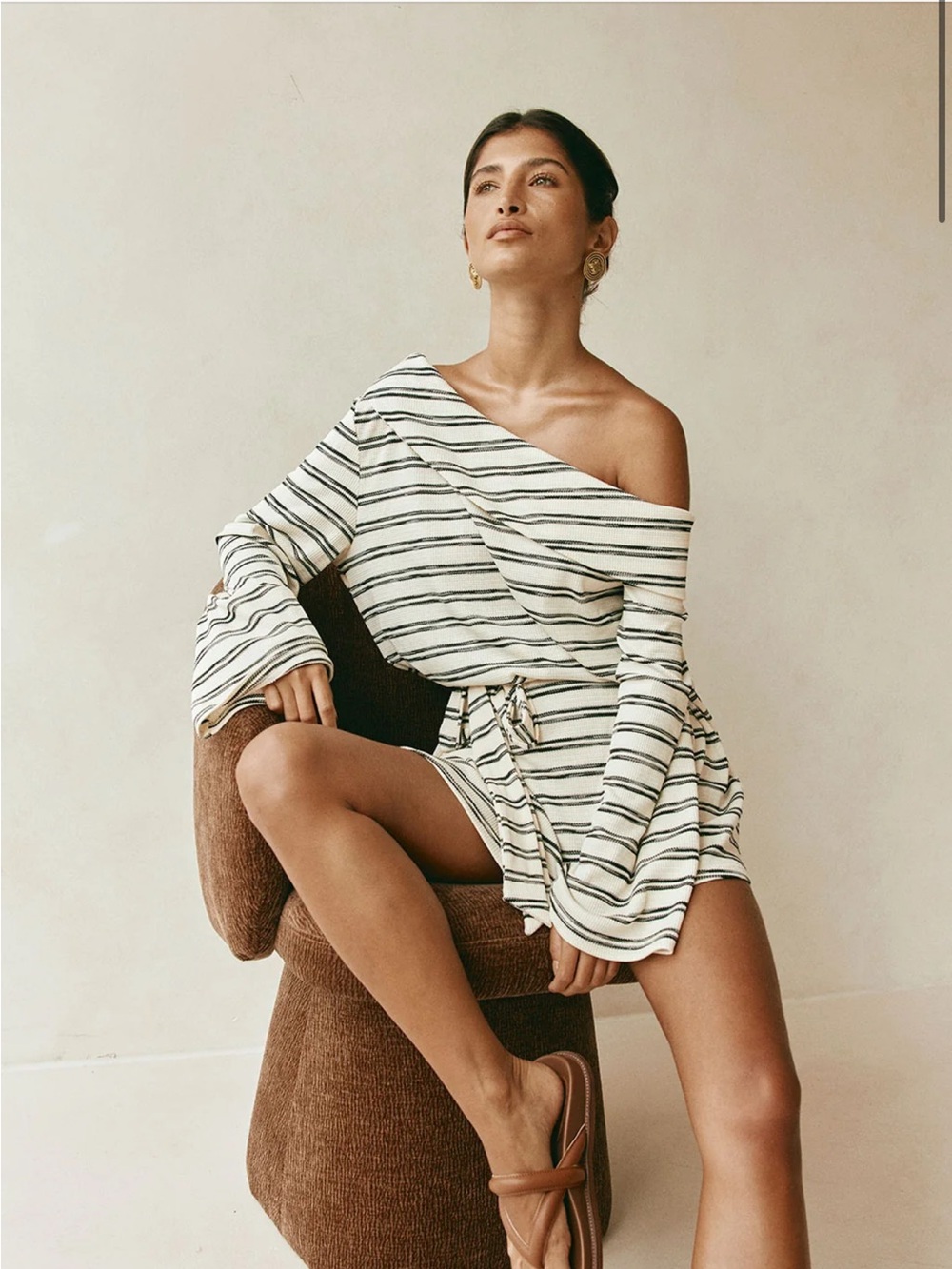 Off-Shoulder Striped Cabana Dress
